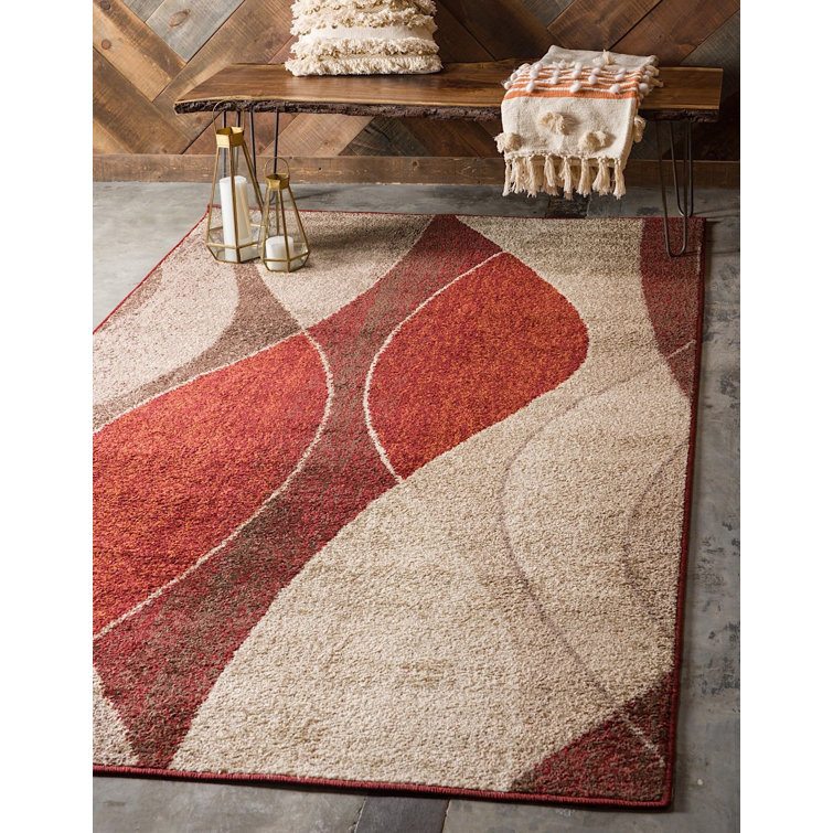 Ebern Designs Shively Abstract Beige/Brown/Burgundy Area Rug & Reviews